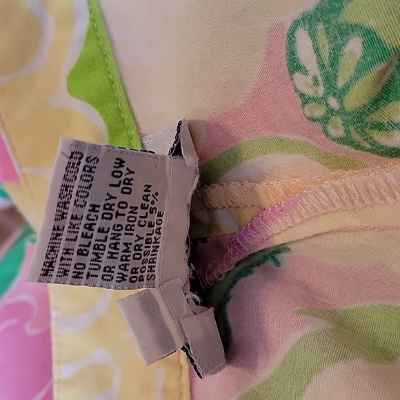 LILLY PULITZER Cropped Pink White Green Yellow Flower Print Pants Size 2 - Picture 8 of 13